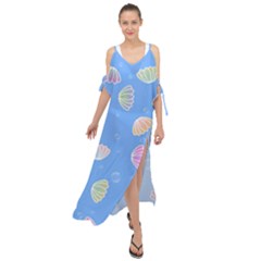 Illustration Seashell Clam Pattern Art Design Maxi Chiffon Cover Up Dress by danenraven