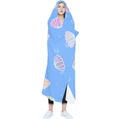 Illustration Seashell Clam Pattern Art Design Wearable Blanket by danenraven