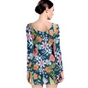 Flower Floral Background Painting Long Sleeve Velvet Bodycon Dress View2