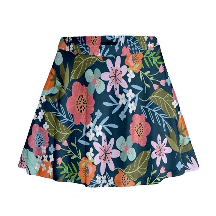 Flower Floral Background Painting Mini Flare Skirt