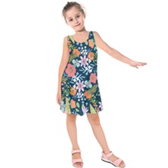 Flower Floral Background Painting Kids  Sleeveless Dress