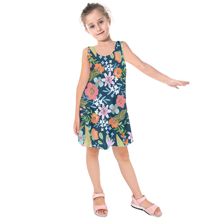 Flower Floral Background Painting Kids  Sleeveless Dress