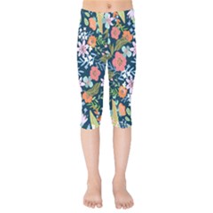 Flower Floral Background Painting Kids  Capri Leggings  by danenraven