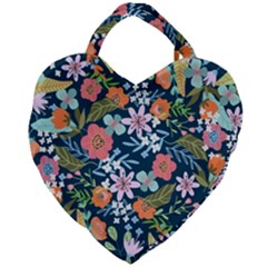 Flower Floral Background Painting Giant Heart Shaped Tote by danenraven