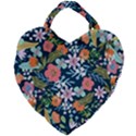 Flower Floral Background Painting Giant Heart Shaped Tote View2