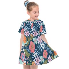 Flower Floral Background Painting Kids  Sailor Dress by danenraven