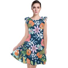 Flower Floral Background Painting Tie Up Tunic Dress by danenraven