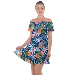 Flower Floral Background Painting Off Shoulder Velour Dress by danenraven