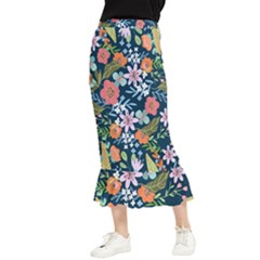 Flower Floral Background Painting Maxi Fishtail Chiffon Skirt by danenraven