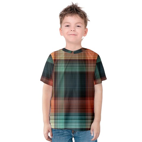 Plaid Tartan Checkered Tablecloth Kids  Cotton Tee by danenraven