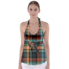 Plaid Tartan Checkered Tablecloth Babydoll Tankini Top by danenraven