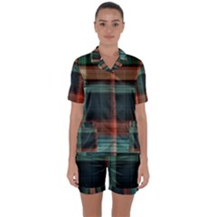 Plaid Tartan Checkered Tablecloth Satin Short Sleeve Pajamas Set by danenraven