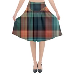 Plaid Tartan Checkered Tablecloth Flared Midi Skirt by danenraven