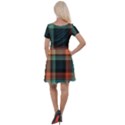 Plaid Tartan Checkered Tablecloth Cap Sleeve Velour Dress  View2