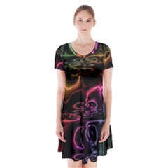 Patina Swirl Short Sleeve V-neck Flare Dress by MRNStudios