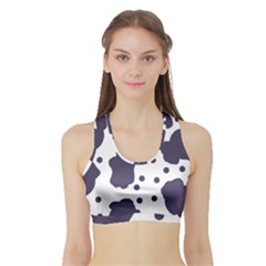 Illustration Cow Pattern Texture Cloth Dot Animal Sports Bra With Border by danenraven