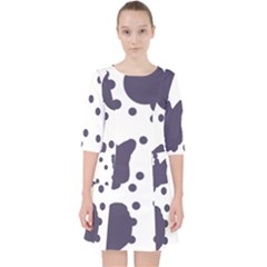 Illustration Cow Pattern Texture Cloth Dot Animal Quarter Sleeve Pocket Dress