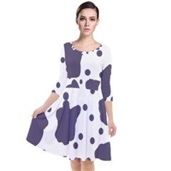 Illustration Cow Pattern Texture Cloth Dot Animal Quarter Sleeve Waist Band Dress