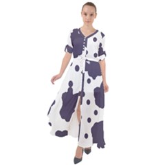 Illustration Cow Pattern Texture Cloth Dot Animal Waist Tie Boho Maxi Dress by danenraven