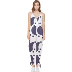 Illustration Cow Pattern Texture Cloth Dot Animal Sleeveless Tie Ankle Chiffon Jumpsuit by danenraven