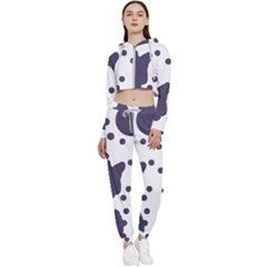 Illustration Cow Pattern Texture Cloth Dot Animal Cropped Zip Up Lounge Set by danenraven