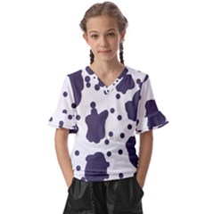 Illustration Cow Pattern Texture Cloth Dot Animal Kids  V-neck Horn Sleeve Blouse