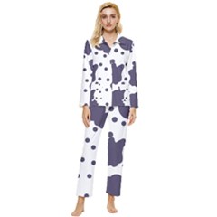 Illustration Cow Pattern Texture Cloth Dot Animal Womens  Long Sleeve Velvet Pocket Pajamas Set by danenraven