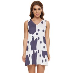 Illustration Cow Pattern Texture Cloth Dot Animal Tiered Sleeveless Mini Dress by danenraven