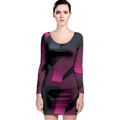 Hexagon Geometric Art Design Long Sleeve Bodycon Dress by danenraven