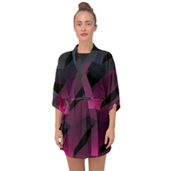 Hexagon Geometric Art Design Half Sleeve Chiffon Kimono by danenraven