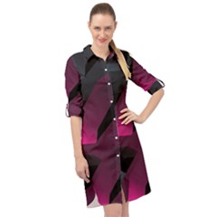 Hexagon Geometric Art Design Long Sleeve Mini Shirt Dress by danenraven