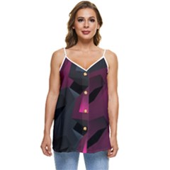 Hexagon Geometric Art Design Casual Spaghetti Strap Chiffon Top