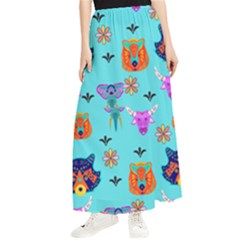 Illustration Design Gardening Texture Maxi Chiffon Skirt