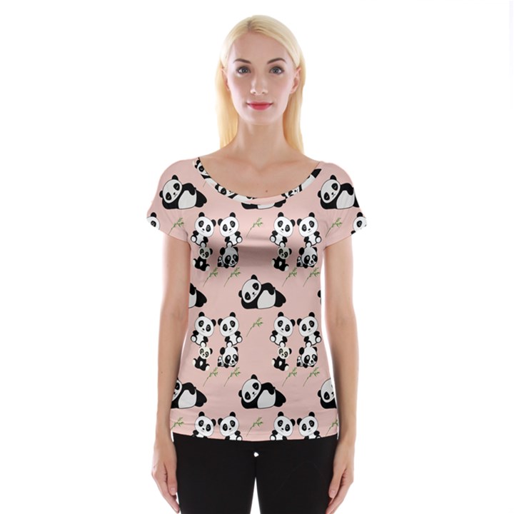 Pattern Panda Bear Cap Sleeve Top