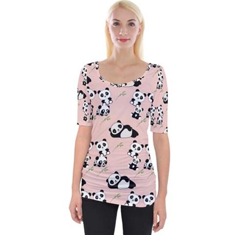 Pattern Panda Bear Wide Neckline Tee by danenraven