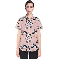 Pattern Panda Bear Women s Short Sleeve Shirt