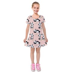 Pattern Panda Bear Kids  Short Sleeve Velvet Dress by danenraven