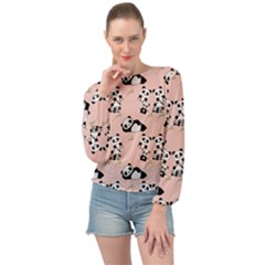 Pattern Panda Bear Banded Bottom Chiffon Top