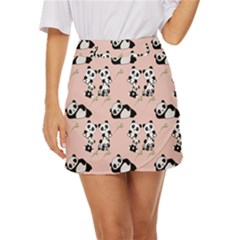 Pattern Panda Bear Mini Front Wrap Skirt by danenraven