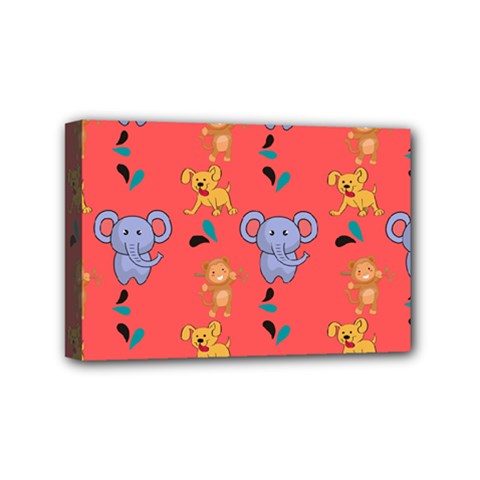 Illustration Elephant Cartoon Animal Monkey Mini Canvas 6  X 4  (stretched) by danenraven