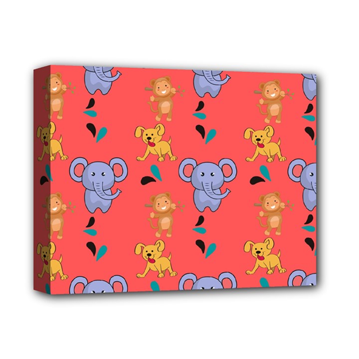 Illustration Elephant Cartoon Animal Monkey Deluxe Canvas 14  x 11  (Stretched)