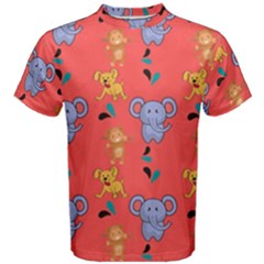 Illustration Elephant Cartoon Animal Monkey Men s Cotton Tee by danenraven