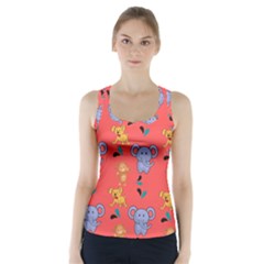 Illustration Elephant Cartoon Animal Monkey Racer Back Sports Top by danenraven