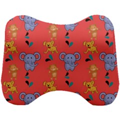 Illustration Elephant Cartoon Animal Monkey Head Support Cushion by danenraven