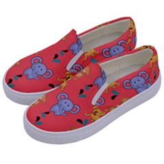 Illustration Elephant Cartoon Animal Monkey Kids  Canvas Slip Ons by danenraven