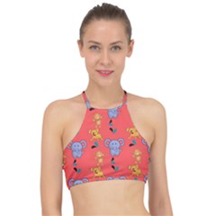 Illustration Elephant Cartoon Animal Monkey Racer Front Bikini Top by danenraven