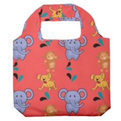 Illustration Elephant Cartoon Animal Monkey Premium Foldable Grocery Recycle Bag by danenraven