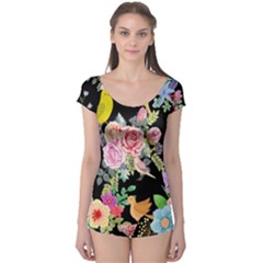 Illustration Bird Flower Floral Background Boyleg Leotard  by danenraven