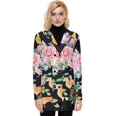 Illustration Bird Flower Floral Background Button Up Hooded Coat  by danenraven