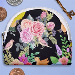 Illustration Bird Flower Floral Background Horseshoe Style Canvas Pouch by danenraven